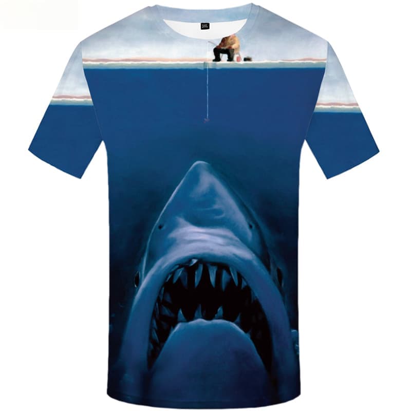 Shark T shirts Men Animal T-shirts Graphic Character Tshirt Anime Ocean Tshirts Casual Short Sleeve summer Men/women Tops Style