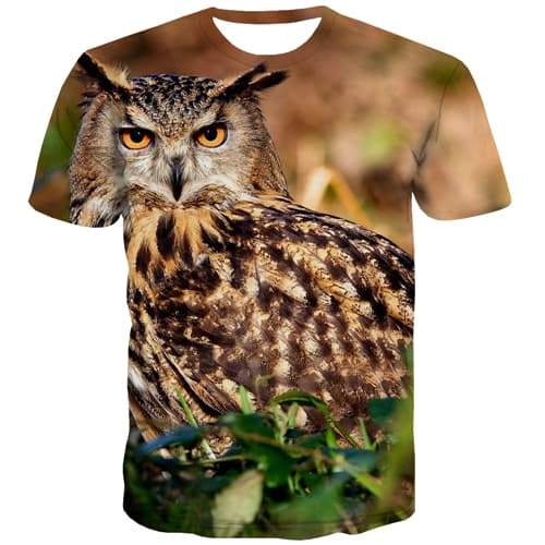 Owl T-shirt Men Animal Tshirts Cool Ferocious Tshirt Printed Funny Tshirt Anime Harajuku T-shirts 3d Short Sleeve Hip hop - KYKU