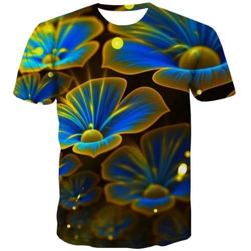 Flower T-shirt Men Psychedelic Tshirt Printed Harajuku T-shirts 3d Abstract Tshirt Anime Gothic T shirts Funny Short Sleeve - KYKU