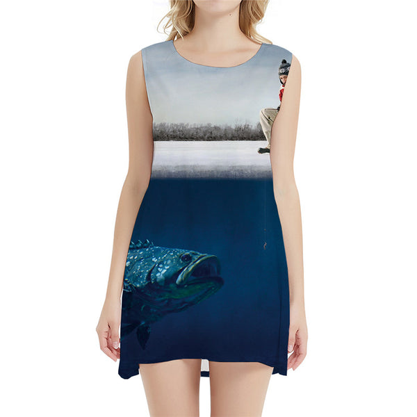 Fish Dress Women Animal Tank Funny Beach Fisherman Ladies Dresses Fishinger Vestido Sexy Womens Clothing Casual