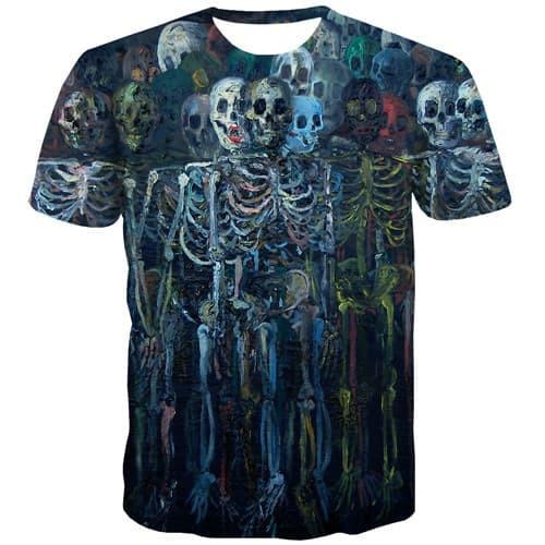 Skull T-shirt Men Terror T-shirts Graphic Graffiti Tshirt Anime Skeleton T shirts Funny Funny Tshirts Cool Short Sleeve Hip hop - KYKU