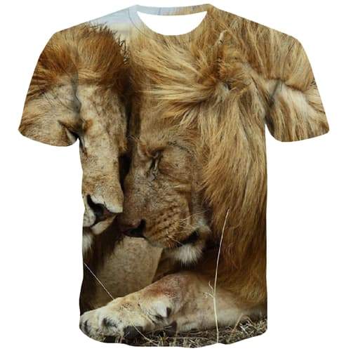 Animal T-shirt Men Lion Tshirts Novelty Lovely T shirts Funny Hip Hop T-shirts Graphic Harajuku T-shirts 3d Short Sleeve - KYKU