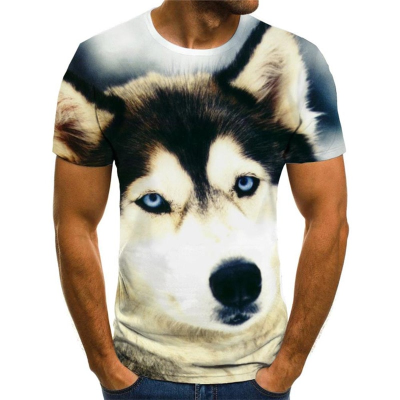 Husky dog shirt Cool Puppy Cute Pets Casual art costume big Smart Husky dogs men