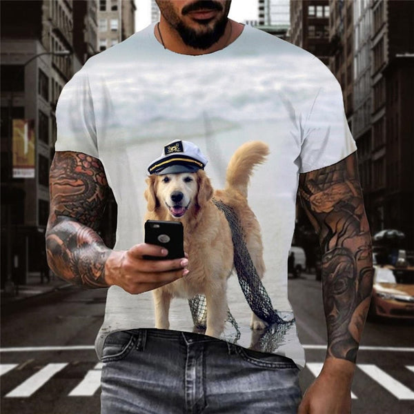 
tshirts Golden Retriever dog Puppy Cute Pets Hip hop tshirt 3D art costume man big Smart dogs Cool
                