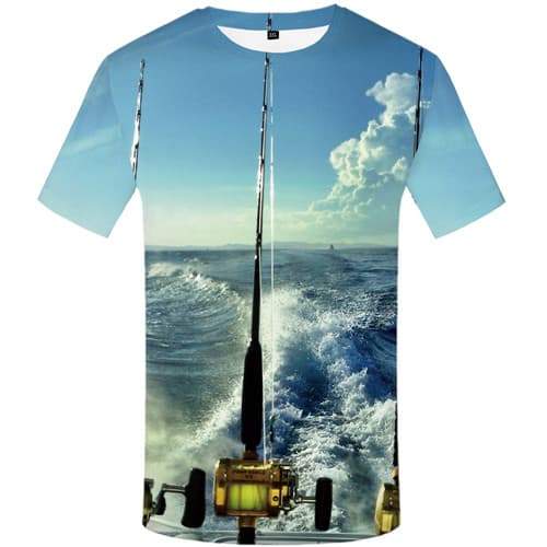 Fish T shirts Men Tracksuits T-shirts Graphic Wave Tshirt Printed Fisherman T shirts Funny Fishing Tshirts Cool Short Sleeve - KYKU