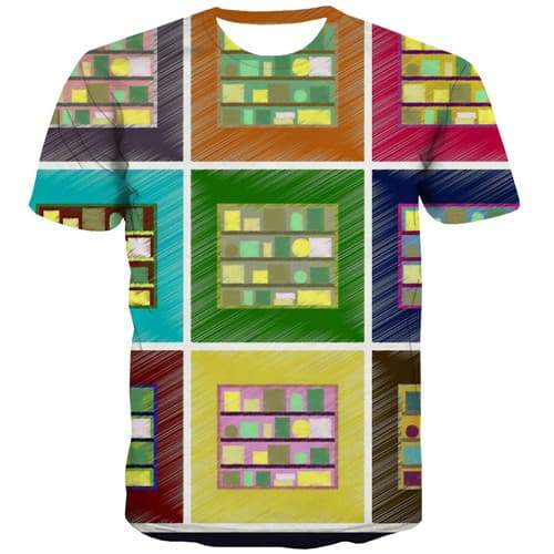 Graffiti T-shirt Men Geometric T-shirts 3d Square T shirts Funny Retro Shirt Print Abstract Tshirts Casual Short Sleeve Fashion - KYKU