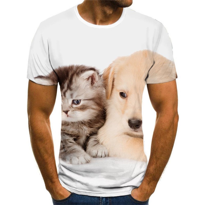 animal tshirt 3D tshirt docile pets cat and dog men Cool art costume