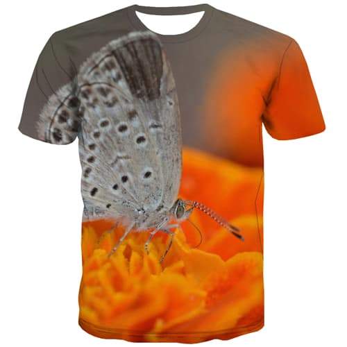 Butterfly T-shirt Men Flower T-shirts Graphic Colorful Shirt Print Harajuku Tshirts Cool Hilarious Tshirts Casual Short Sleeve - KYKU