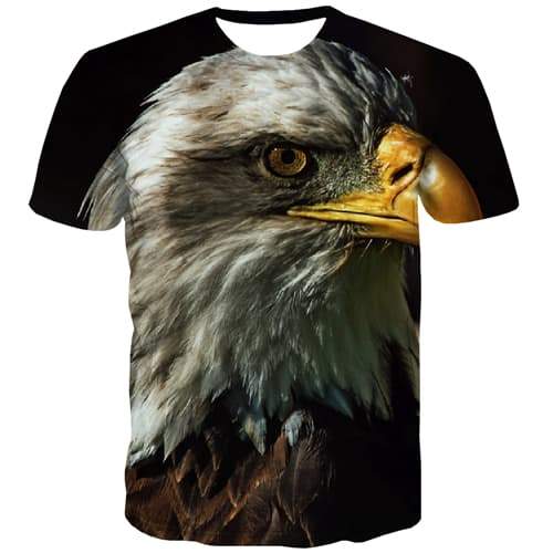Animal T-shirt Men Bird T-shirts Graphic Feather Tshirt Printed Ferocious T-shirts 3d Hip Hop Tshirt Anime Short Sleeve - KYKU