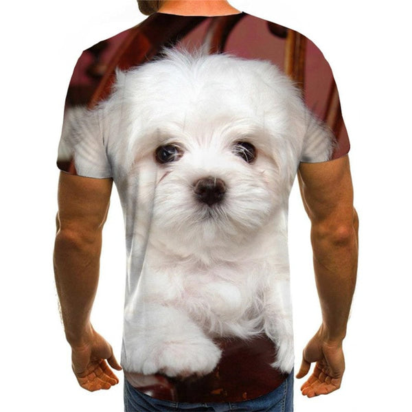 
Little White dog tshirts Puppy Cute Pets t shirt 3D man big Smart dogs Cool art costume
                