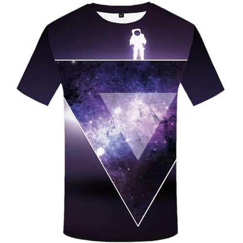 Astronaut T-shirt Men Space T shirts Funny Cartoon Tshirts Casual Purple T-shirts Graphic Harajuku T-shirts 3d Short Sleeve - KYKU