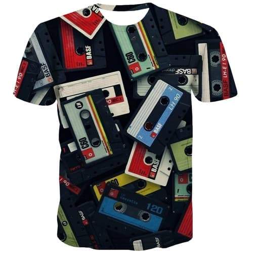 Magnetic Tape T-shirt Men Music T shirts Funny Gothic Tshirt Printed Vintage T-shirts Graphic Colorful Tshirt Anime Short Sleeve - KYKU