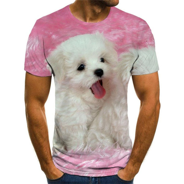 Little White dog shirts Print clothes Puppy Cute Pets man Casual art costume big Smart dogs