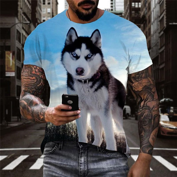 
tshirt Husky dog Puppy Cute Pets Funny 3D t shirt Casual men big Smart Husky dogs art costume
                