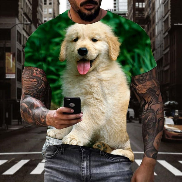 
t shirts Golden Retriever dog Puppy Cute Pets 3D tshirt men art costume big Smart dogs Casual
                
