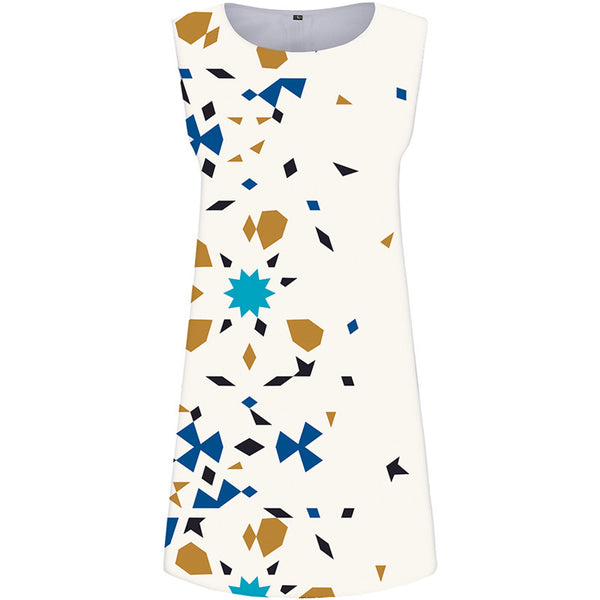 Graphics Dress Women White Party Colorful Tank Geometry Sexy Womens Clothing Vintage