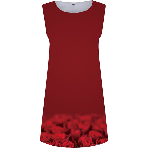 Rose Dress Women Flower Sexy Red 3d Print Psychedelic Korean Style Fantasy Office Womens Clothing Vintage