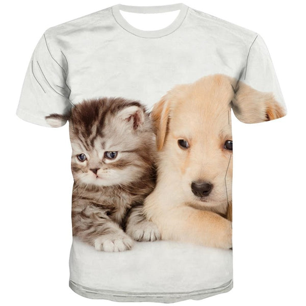 
animal tshirt 3D tshirt docile pets cat and dog men Cool art costume
                