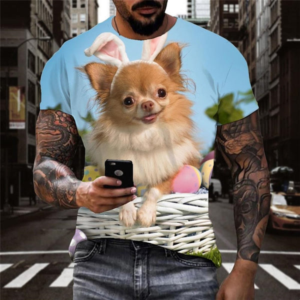 
dog shirts Hip hop tshirt 3D Puppy Cute animal big Smart dogs Cool men outfits
                