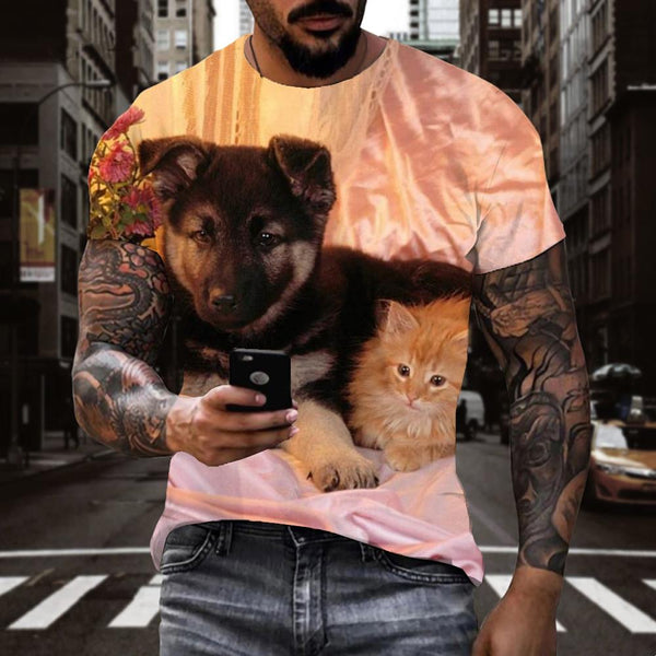 
animal tshirt3D tshirt docile petscat and dog men Cool art costume
                