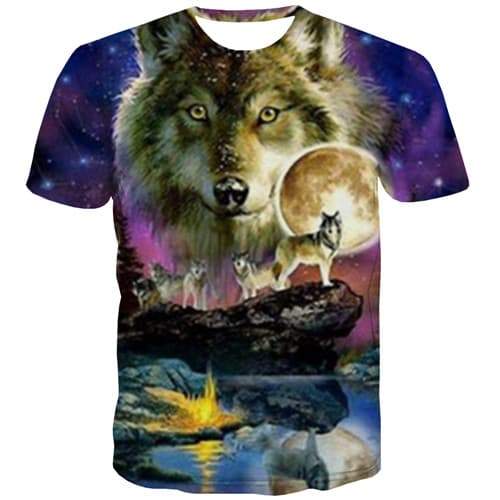 Wolf T shirts Men Galaxy Tshirt Anime Animal Tshirts Cool Love Shirt Print Harajuku T-shirts 3d Short Sleeve Hip hop Unisex New - KYKU