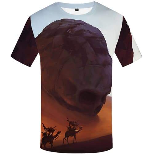 Skull T-shirt Men Animal Tshirt Printed Camel T shirts Funny Desert Tshirts Casual Mountain Tshirts Cool Short Sleeve Hip hop - KYKU