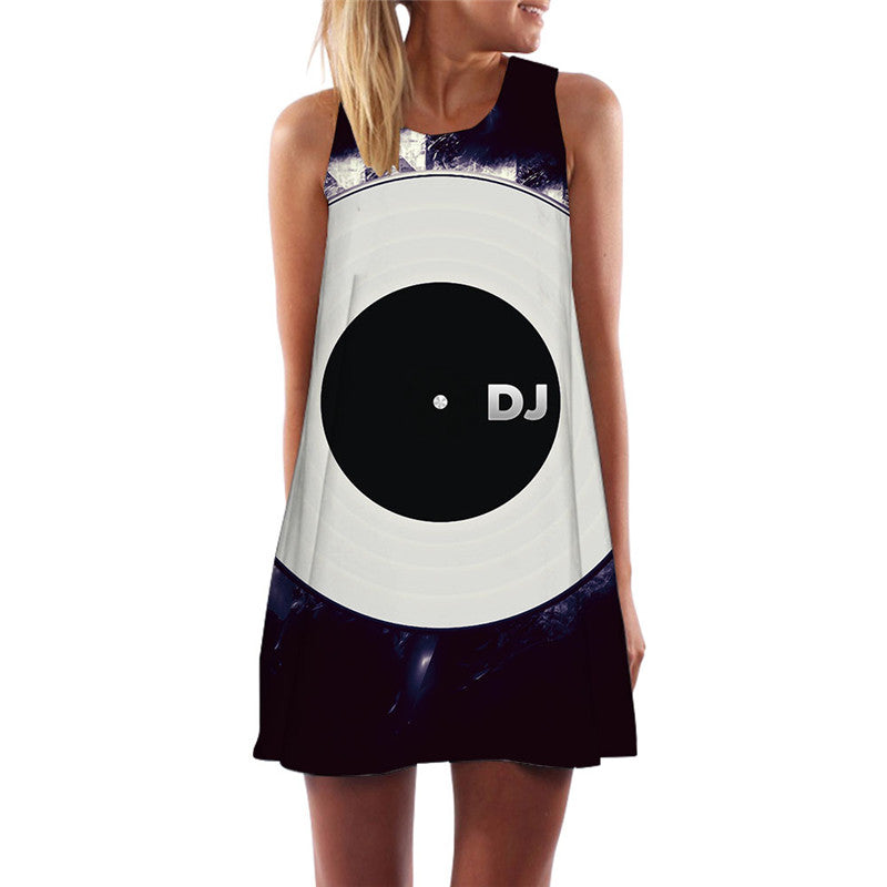 Music Dress Women Rock Boho Black And White Tank Band Sundress Harajuku Short Womens Clothing Elegant
