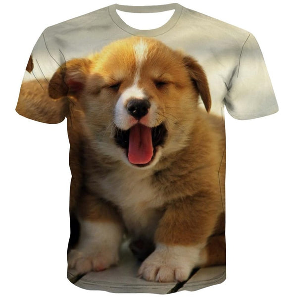 
tshirt dog tee shirt Puppy Cute animal Casual men's big Smart dogs art costume
                