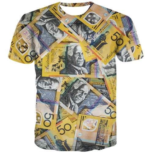 Australian Dollar T shirts Men Australia Tshirt Anime Money Shirt Print Colorful Tshirt Printed Harajuku Tshirts Cool - KYKU
