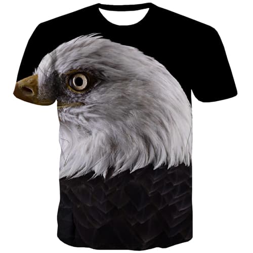 Animal T-shirt Men Eagle Tshirts Cool Black And White T shirts Funny Harajuku Tshirts Novelty Hip Hop T-shirts Graphic - KYKU