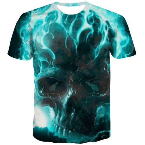 Skull T-shirt Men Psychedelic T-shirts Graphic Abstract Tshirt Printed Nebula Tshirts Cool Punk Rock Tshirts Novelty - KYKU