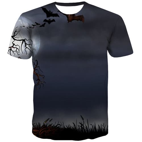 Halloween T-shirt Men Moon T-shirts 3d Tree Tshirt Anime Bat Shirt Print Gothic Tshirts Casual Short Sleeve summer Unisex Tops - KYKU
