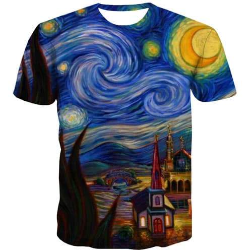 Galaxy T-shirt Men Painting Tshirts Novelty Blue Tshirt Printed Abstract Shirt Print Gothic T-shirts 3d Short Sleeve Hip hop Men - KYKU