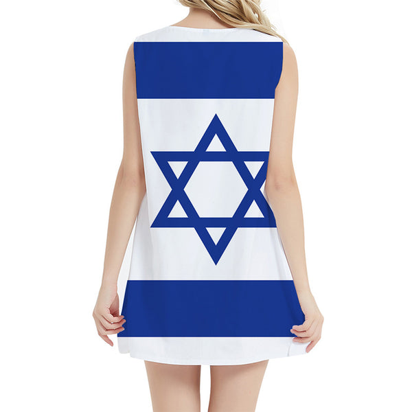 
Israel Flag Dresses Women Geometric Ladies Dresses Blue Halter Sleeveless Harajuku Bodycon Dress Womens Clothing Plus Size
                