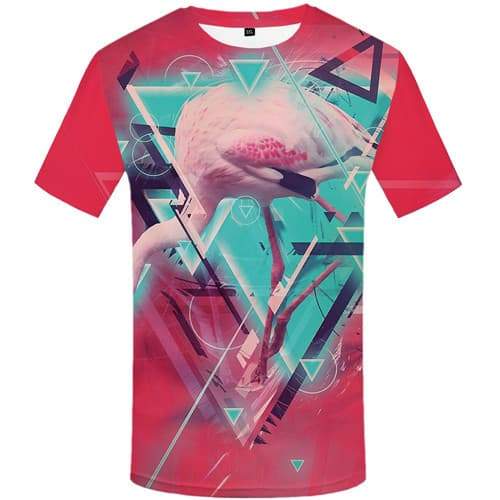 Crane T shirts Men Animal Tshirt Printed Geometric T shirts Funny Colorful T-shirts Graphic Harajuku Tshirts Casual Short Sleeve - KYKU