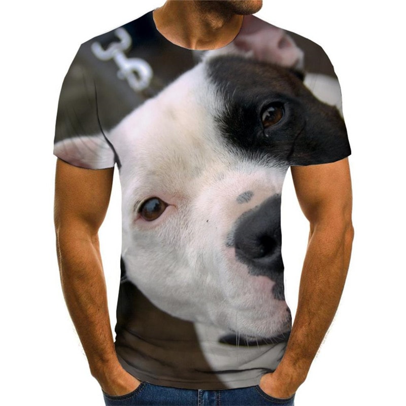 tshirt dog Puppy Cute animal Cool big Smart dogs men's art costume Casual