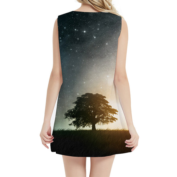 
Galaxy Dress Women Tree Sundress Space Halter Sleeveless Harajuku 3d Print Weed Ladies Dresses Womens Clothing Mini Evening
                