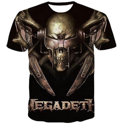 Skull T shirts Men Military Tshirts Cool Punk Rock Tshirts Casual Hip Hop Shirt Print Metal T-shirts 3d Short Sleeve summer Mens - KYKU