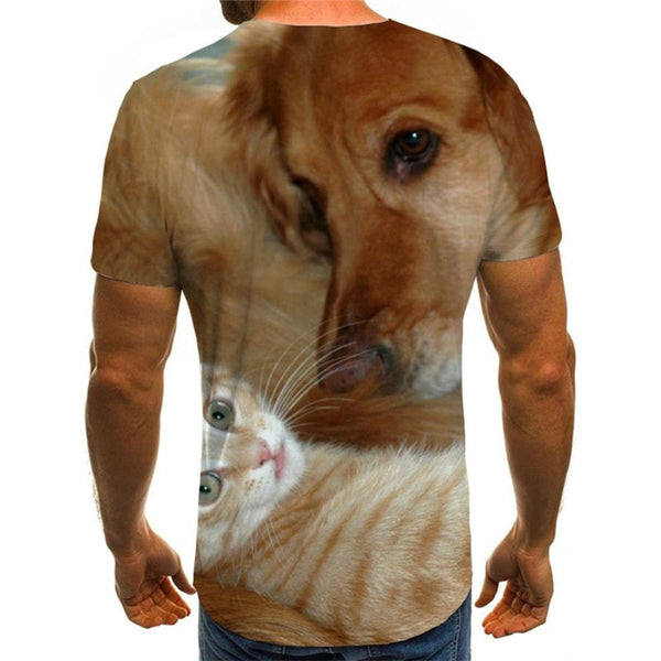 
shirt animal docile pets Casual shirt 3D men Cool cat and dog art costume
                