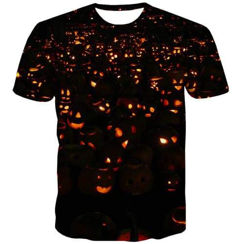 Halloween T shirts Men Pumpkin Shirt Print Cosplay T shirts Funny Flame T-shirts Graphic Funny T-shirts 3d Short Sleeve - KYKU