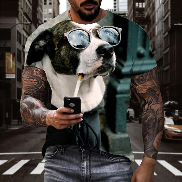 
dog t shirts 3D tshirt Puppy Cute animal art costume big Smart dogs Casual men's
                