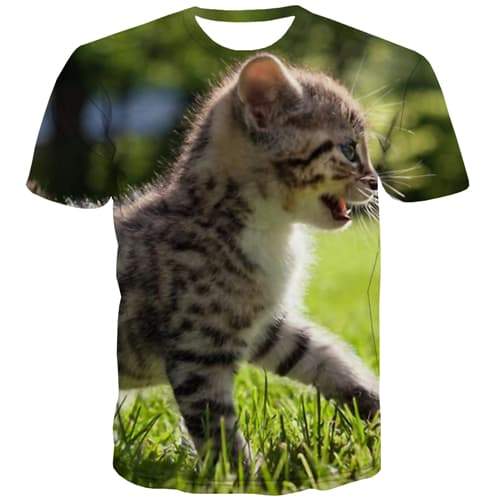 Cat T shirts Men Animal T-shirts Graphic Lovely T-shirts 3d Hip Hop Tshirts Casual Leisure Tshirt Printed Short Sleeve Fashion - KYKU