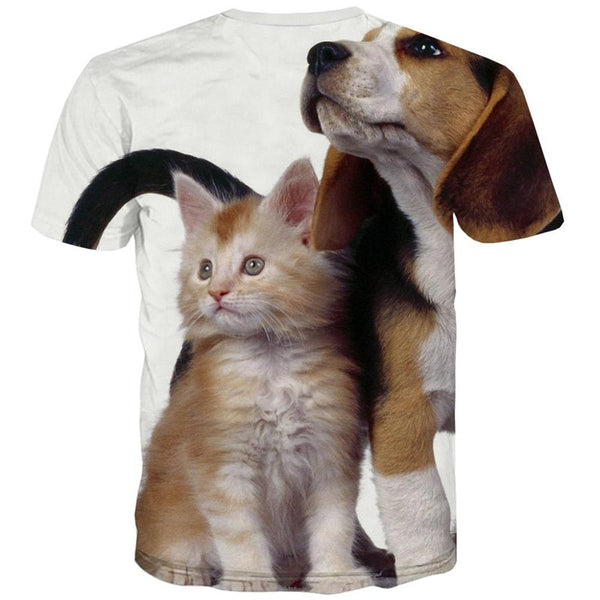 
t shirt animal docile pets Hip hop tshirt 3D Cool cat and dog men art costume
                