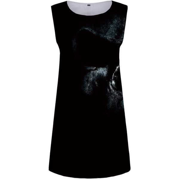 Skull Dress Women Skeleton Short Black 3d Print Gothic Boho Punk Vestido Sexy Womens Clothing Casual