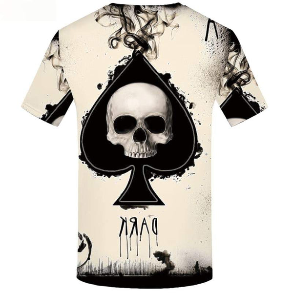 
Skull T shirts Men Card Shirt Print White Tshirts Casual Ink T-shirts 3d Short Sleeve Fashion Men New Streetwear Rock
                