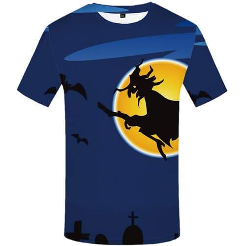 Halloween T-shirt Men Witch Tshirts Casual Bat Shirt Print Ghost Tshirt Printed Cosplay T shirts Funny Short Sleeve Fashion Mens - KYKU
