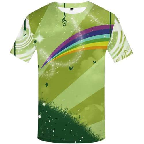 Rainbow T-shirt Men Refraction Tshirt Anime Animal T-shirts 3d Harajuku Tshirt Printed Music Shirt Print Short Sleeve Full Print - KYKU