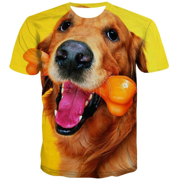
Golden Retriever dog shirt Puppy Cute Pets top tee Cool art costume big Smart dogs man
                