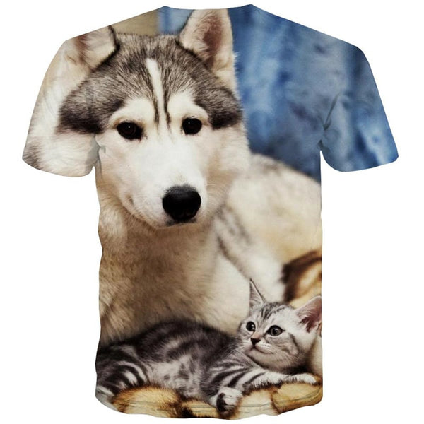 
shirt animal docile pets Print clothes art costume Cool men cat and dog
                