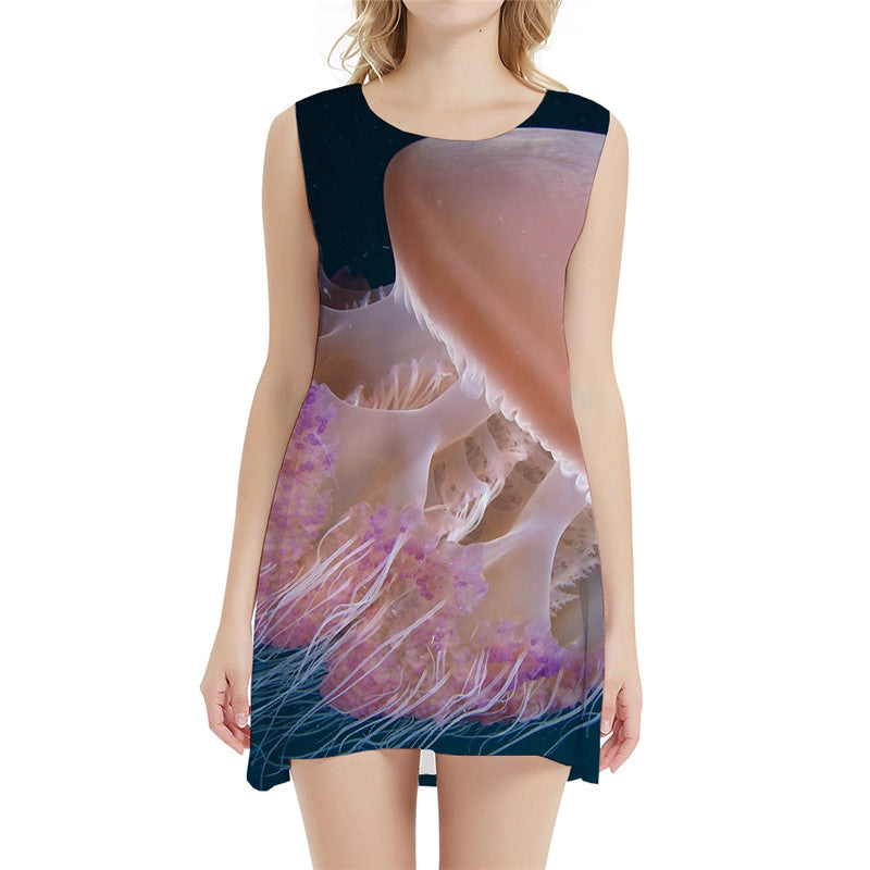 Jellyfish Dress Women Harajuku Ladies Dresses Colorful Korean Style Ocean Short Womens Clothing Vintage